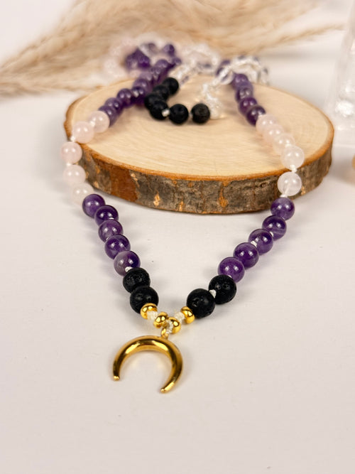 Spiritual Soul Mala Amethyst Rosenquarz Bergkristall