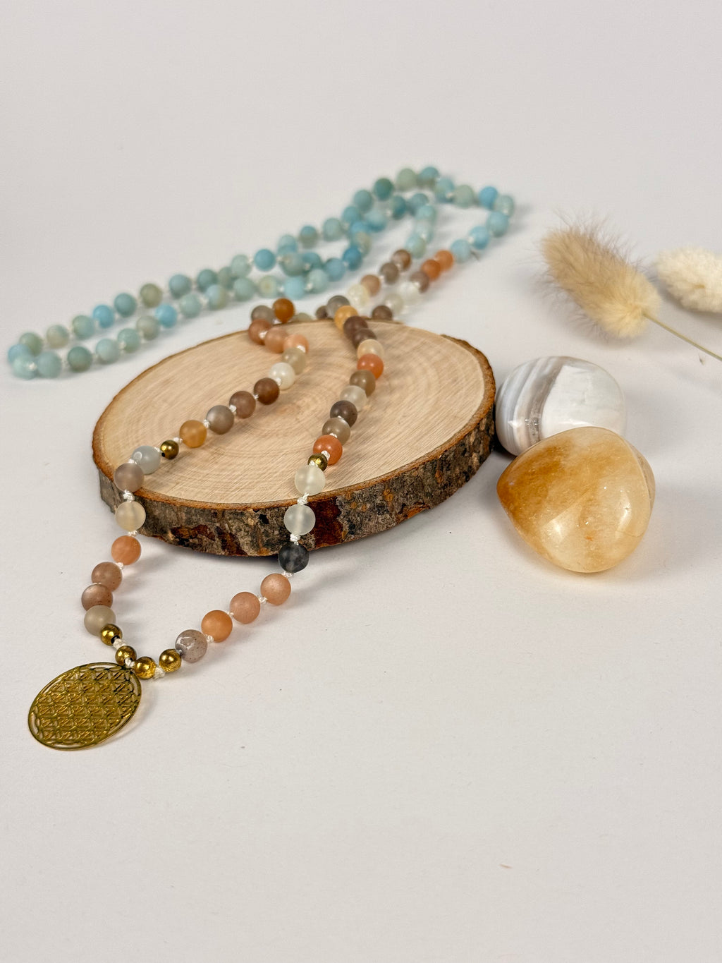 Inner Peace Mala Mondstein Amazonit